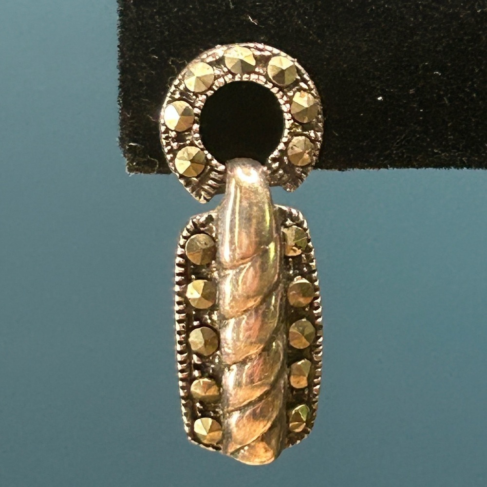 Marcasite Sterling Silver Dangle Earrings - Picture 2 of 8